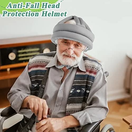 Woanger Gray 2 Pcs Anti Fall Elder Head Safety Helmet | Adjustable Seniors Fall Prevention Cap (Gray, 50-75 cm Head Circumference) thumbnail 6