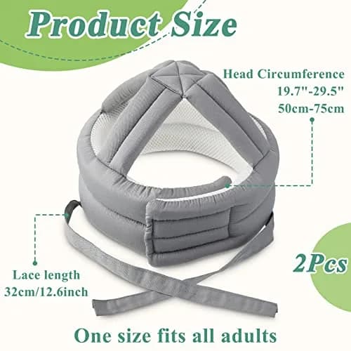 Woanger Gray 2 Pcs Anti Fall Elder Head Safety Helmet | Adjustable Seniors Fall Prevention Cap (Gray, 50-75 cm Head Circumference) thumbnail 2