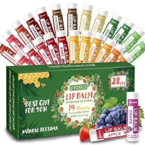 Yopela 28 Pack Natural Lip Balm with Vitamin E & Coconut Oil | Moisturizing & Soothing thumbnail 1