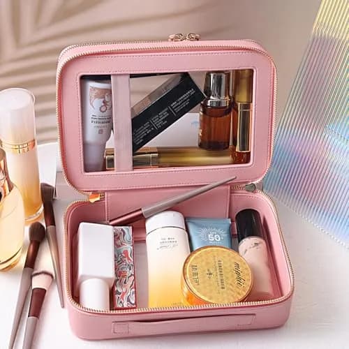 SANHECUN Clear Travel Toiletry Bag 24.1cm x 15.2cm x 10.7cm (Pink) | TSA Compliant Makeup Organizer thumbnail 5