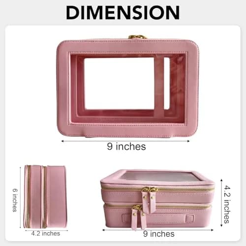 SANHECUN Clear Travel Toiletry Bag 24.1cm x 15.2cm x 10.7cm (Pink) | TSA Compliant Makeup Organizer thumbnail 7