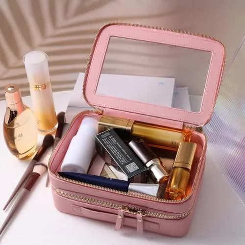SANHECUN Clear Travel Toiletry Bag 24.1cm x 15.2cm x 10.7cm (Pink) | TSA Compliant Makeup Organizer thumbnail 4