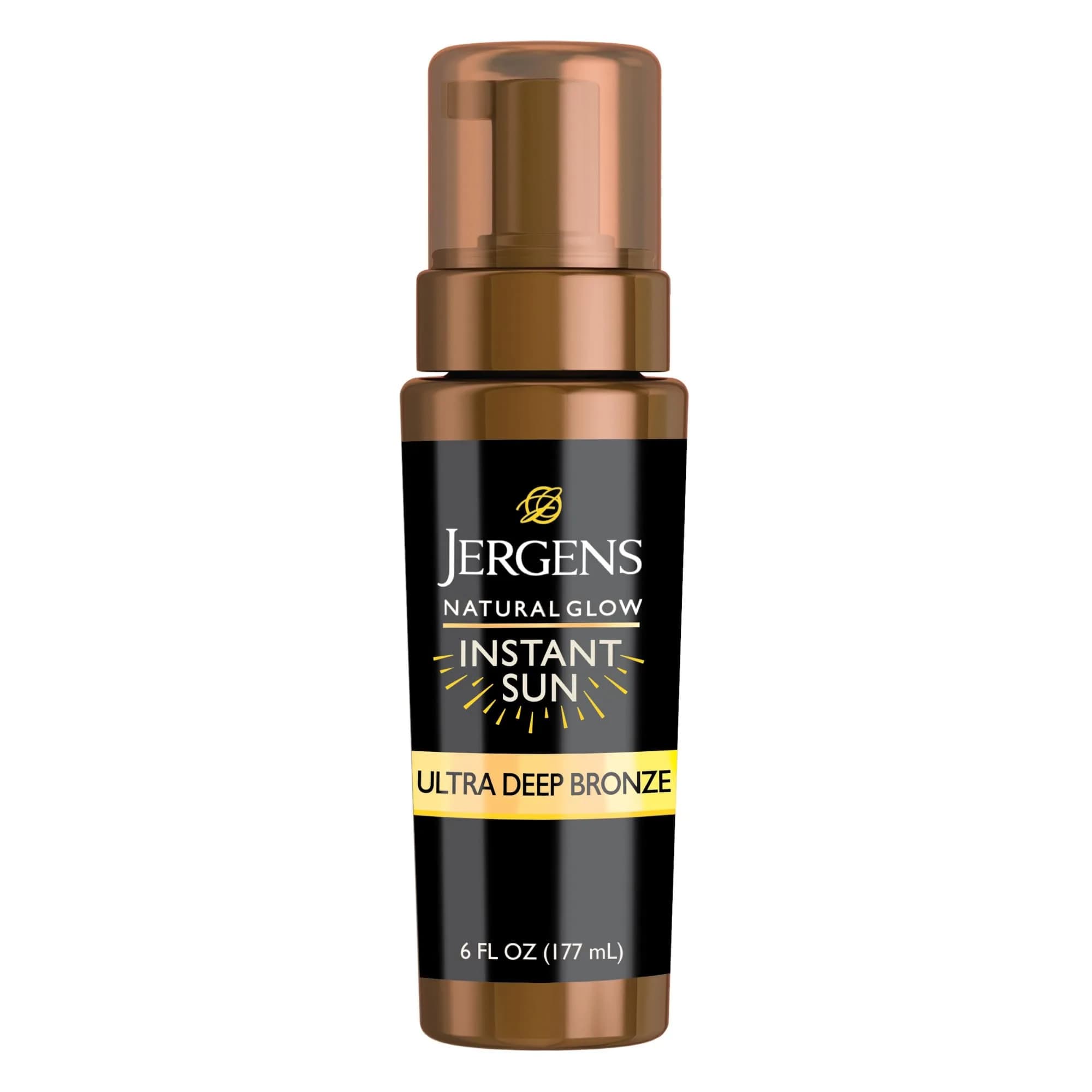 Jergens Natural Glow Instant Sun Body Mousse, Ultra Deep Bronze, 177ml (6 Fl Oz) | Streak-Free Tan — Ultra Deep Bronze