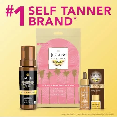 Jergens Natural Glow Instant Sun Body Mousse, Ultra Deep Bronze, 177ml (6 Fl Oz) | Streak-Free Tan thumbnail 9