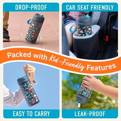 Bentgo Kids Water Bottle, Leak-Proof, Bite & Sip Spout, 15 fl oz | Durable Tritan, Kid-Friendly Colors thumbnail 5
