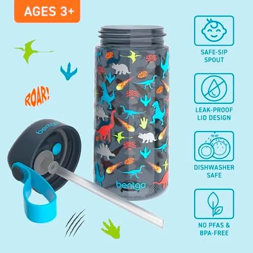 Bentgo Kids Water Bottle, Leak-Proof, Bite & Sip Spout, 15 fl oz | Durable Tritan, Kid-Friendly Colors thumbnail 3