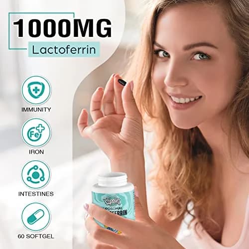 Pepeior Liposomal Bovine Lactoferrin 1000 mg | Higher Absorption for Iron & Immunity (100-120c) thumbnail 5