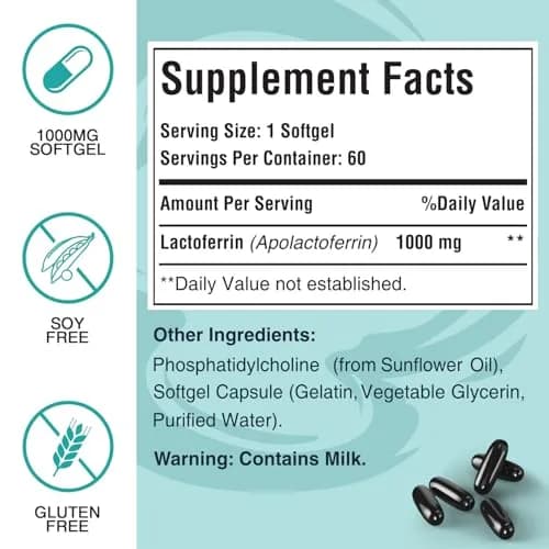 Pepeior Liposomal Bovine Lactoferrin 1000 mg | Supports Iron Absorption & Immunity (70-120 chars) thumbnail 5