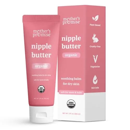 Mother's Promise Organic Nipple Butter 2 Fl Oz (Pack of 2) | USDA Certified Lanolin-Free Balm for Breastfeeding Moms & Babies thumbnail 1