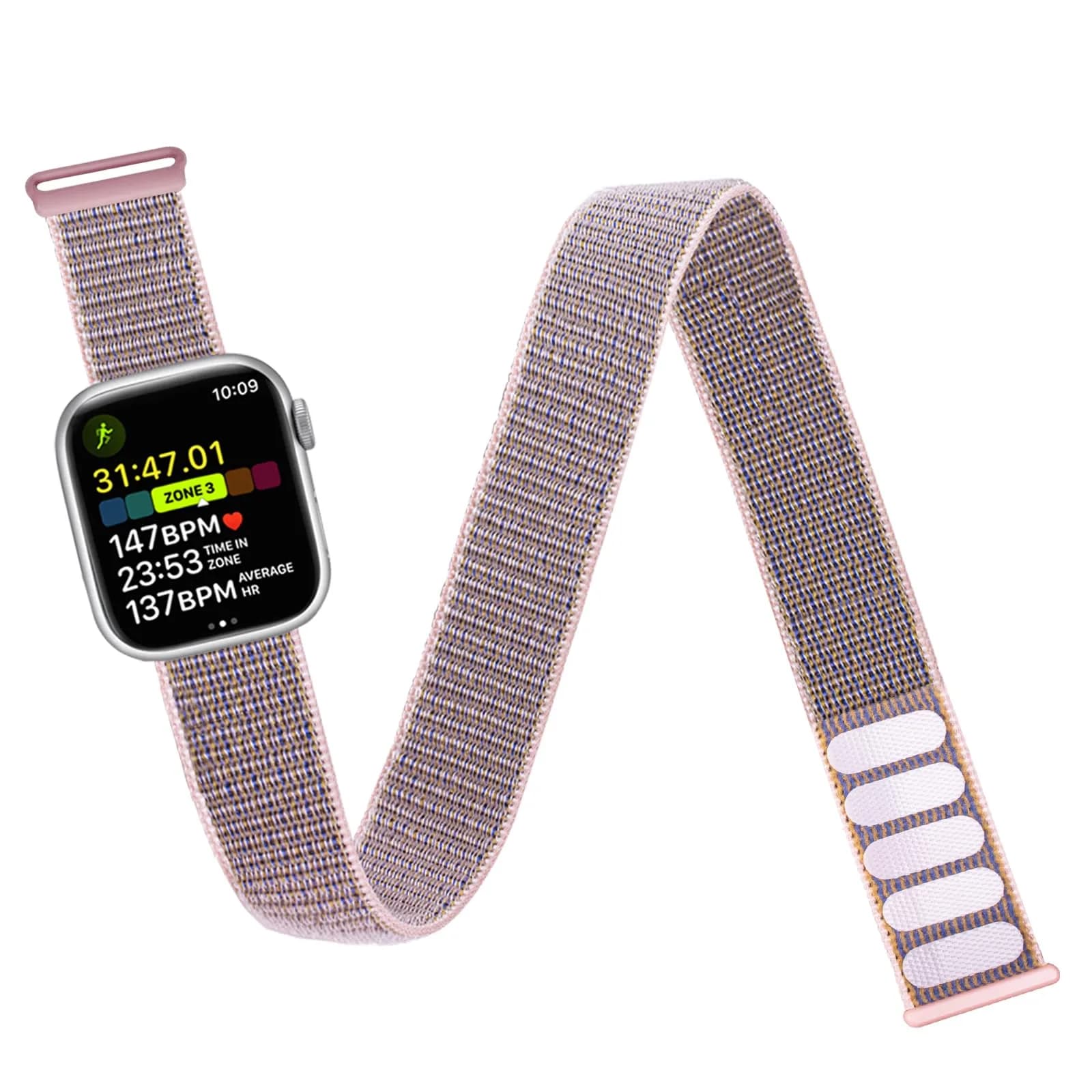 Keepamor Sport Ankle/Arm Band for Apple Watch 49/46/45/44/42/41/40/38mm SandPink | Breathable Nylon with Hook-and-Loop Fastener - main product image
