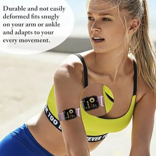 Keepamor Sport Ankle/Arm Band for Apple Watch 49/46/45/44/42/41/40/38mm SandPink | Breathable Nylon with Hook-and-Loop Fastener thumbnail 3