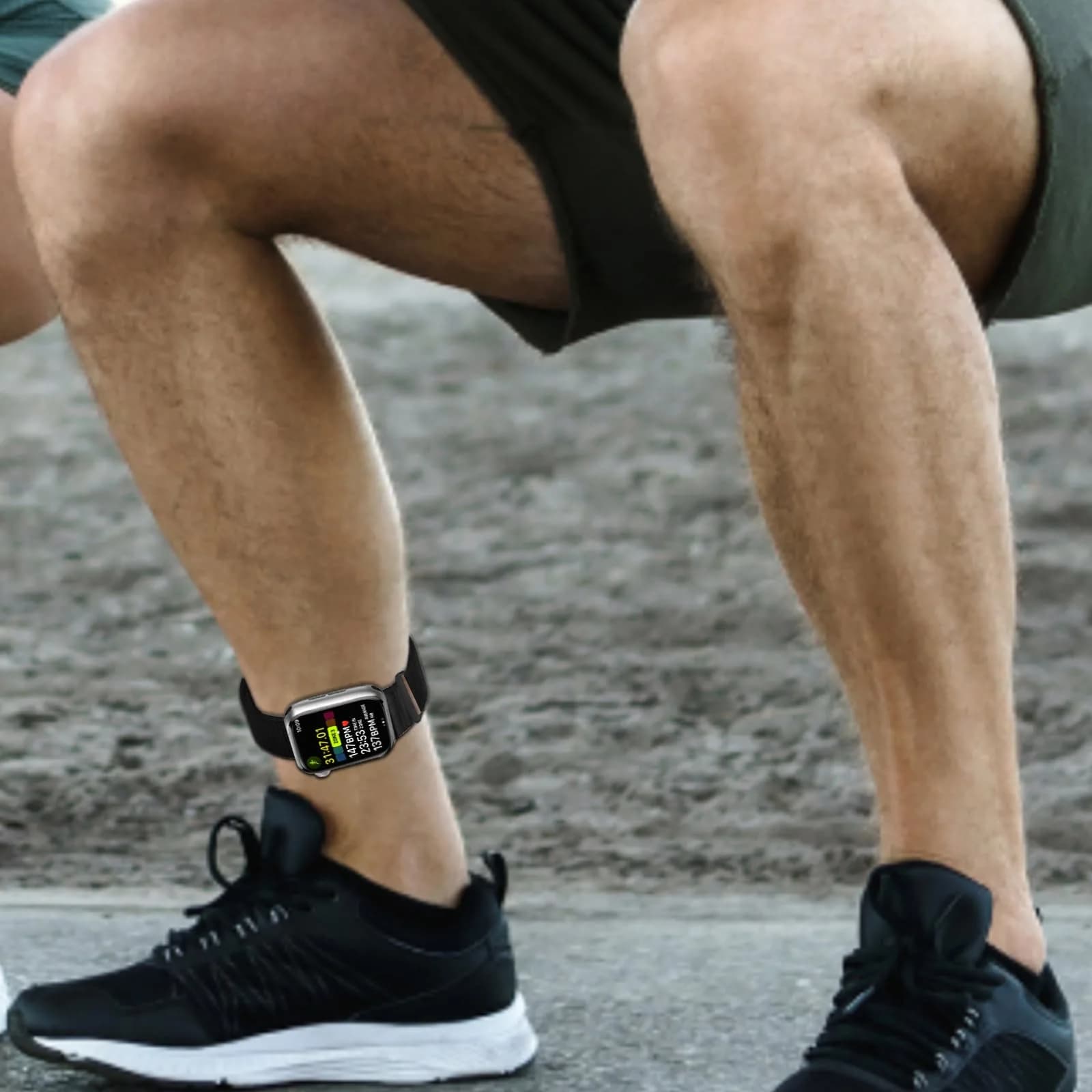 Keepamor Ankle/Arm Band for Apple Watch, Breathable Nylon Sport Loop | Fits 19-42 cm (7.5-16.5 in) Ankle or Arm - view 5