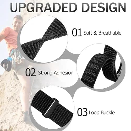 Keepamor Ankle/Arm Band for Apple Watch, Breathable Nylon Sport Loop | Fits 19-42 cm (7.5-16.5 in) Ankle or Arm thumbnail 2