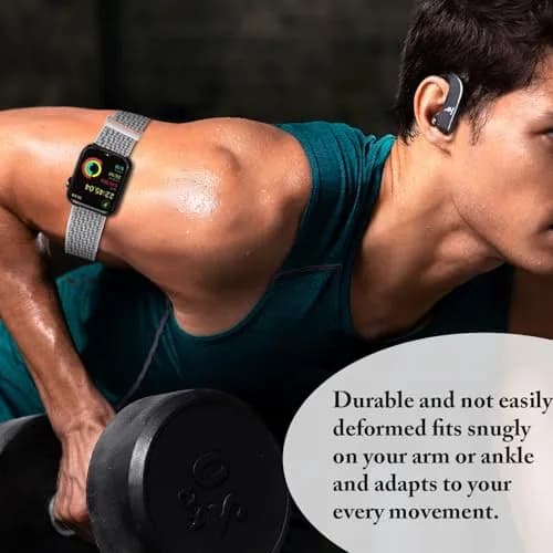 Keepamor Sport Ankle/Arm Band Compatible with Apple Watch 49/46/45/44/42/41/40/38mm, 19-41cm (7.5-16.5") | Breathable Nylon with Hook-and-Loop Fastener thumbnail 3