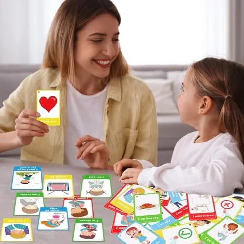 ZOIIWA Autism Communication Cards for Speech Delay, Special Needs Visual Aid Language Learning Cue Cards, 40 Cards with Ring & Retractable Rope thumbnail 6