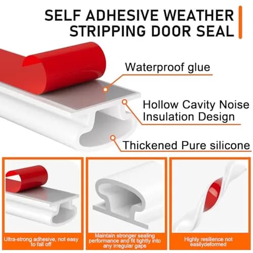 pundin White D-Shape Weather Stripping Seal 7m (23ft) | Blocks Drafts, Noise, and Dust thumbnail 2
