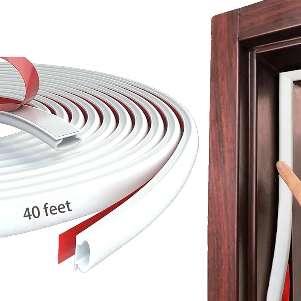 pundin White D-Shape Weather Stripping Seal 7m (23ft) | Blocks Drafts, Noise, and Dust — White