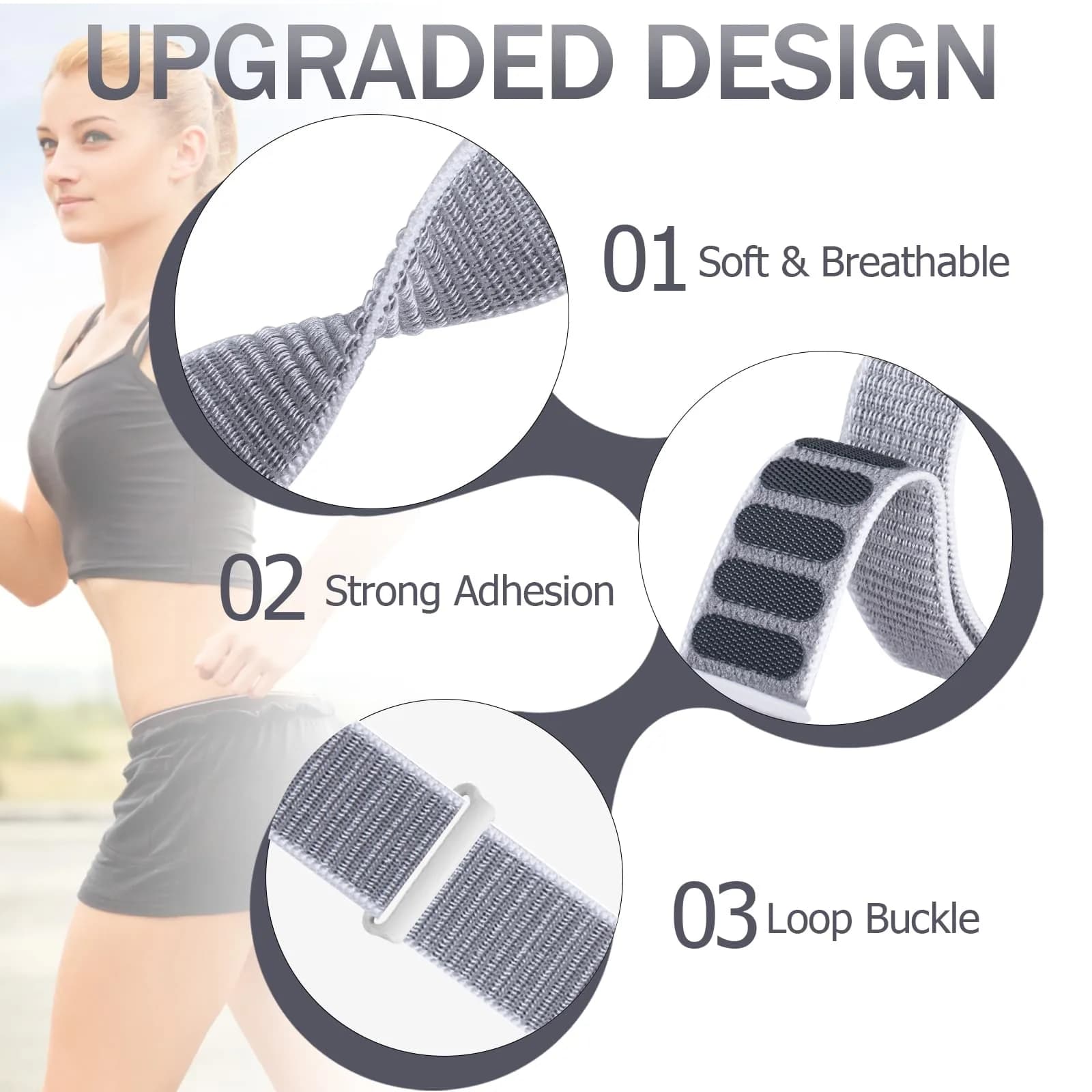 Keepamor Ankle/Arm Band Compatible with Apple Watch 49/46/45/44/42/41/40/38mm Nylon Sport Loop | Fits 7.5-16.5 inch Wrists - view 2