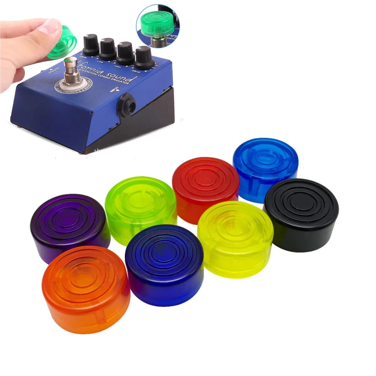 CCeCCe 8 Pack Footswitch Toppers Guitar Pedal Caps | Colorful, Durable & Stage-Illuminating — 23*12mm
