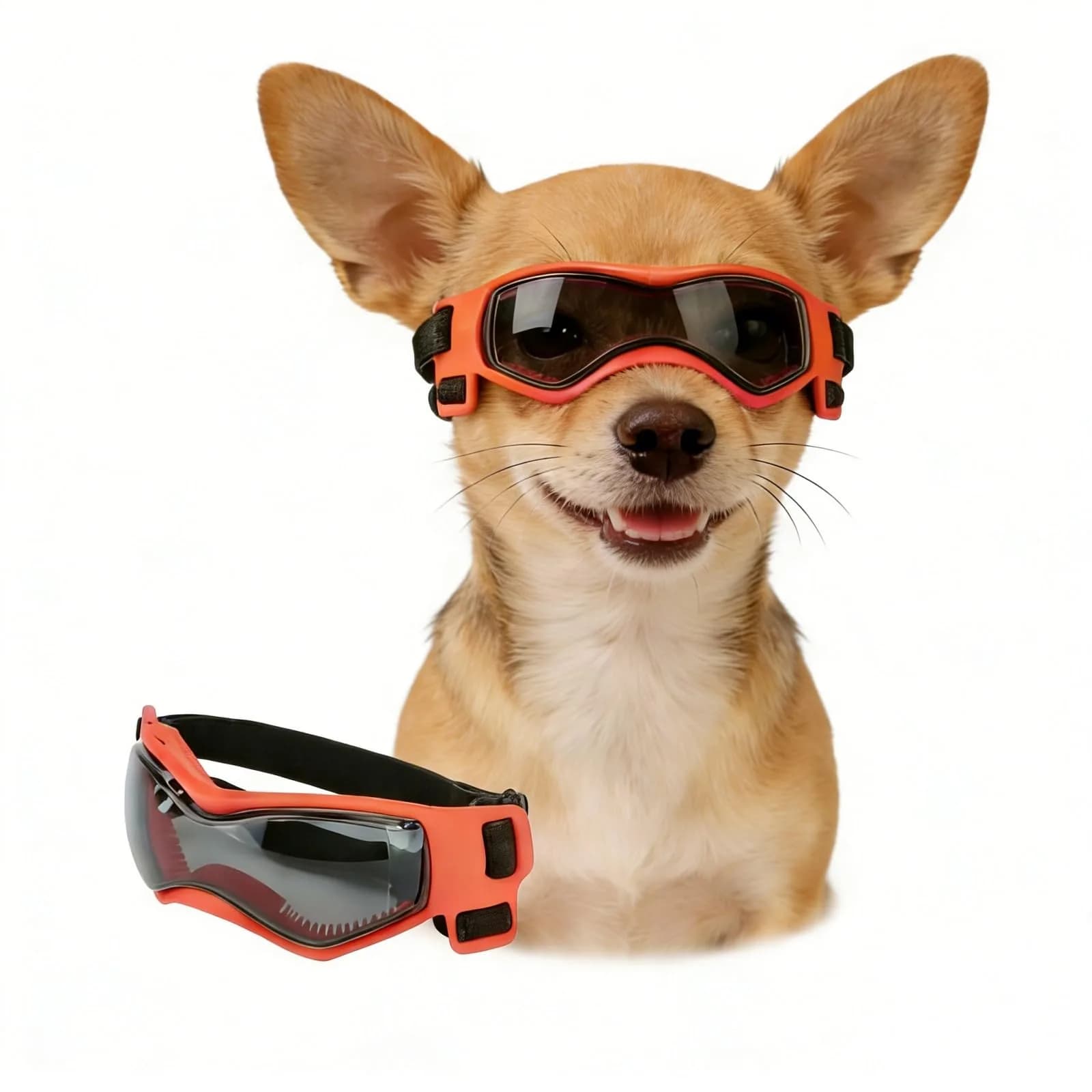 Enjoying Cool Orange Dog Goggles for Small Breeds with UV Protection - main product image