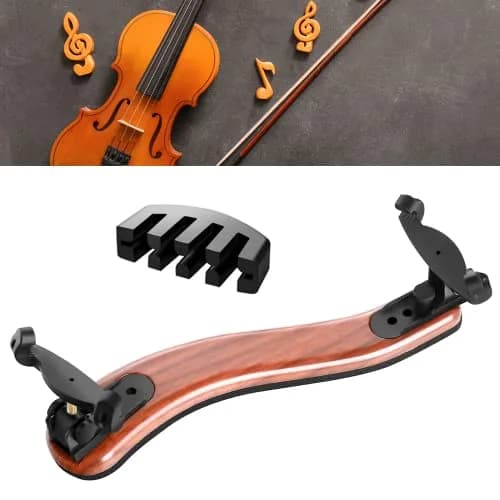 SUEWIO Violin Shoulder Rest for 4/4 and 3/4 Size, Imitation Wood Grain with EVA Foam Pad & Adjustable Feet | Lightweight & Secure Grip thumbnail 1