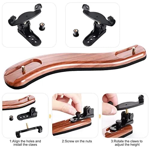 SUEWIO Violin Shoulder Rest for 4/4 and 3/4 Size, Imitation Wood Grain with EVA Foam Pad & Adjustable Feet | Lightweight & Secure Grip thumbnail 4