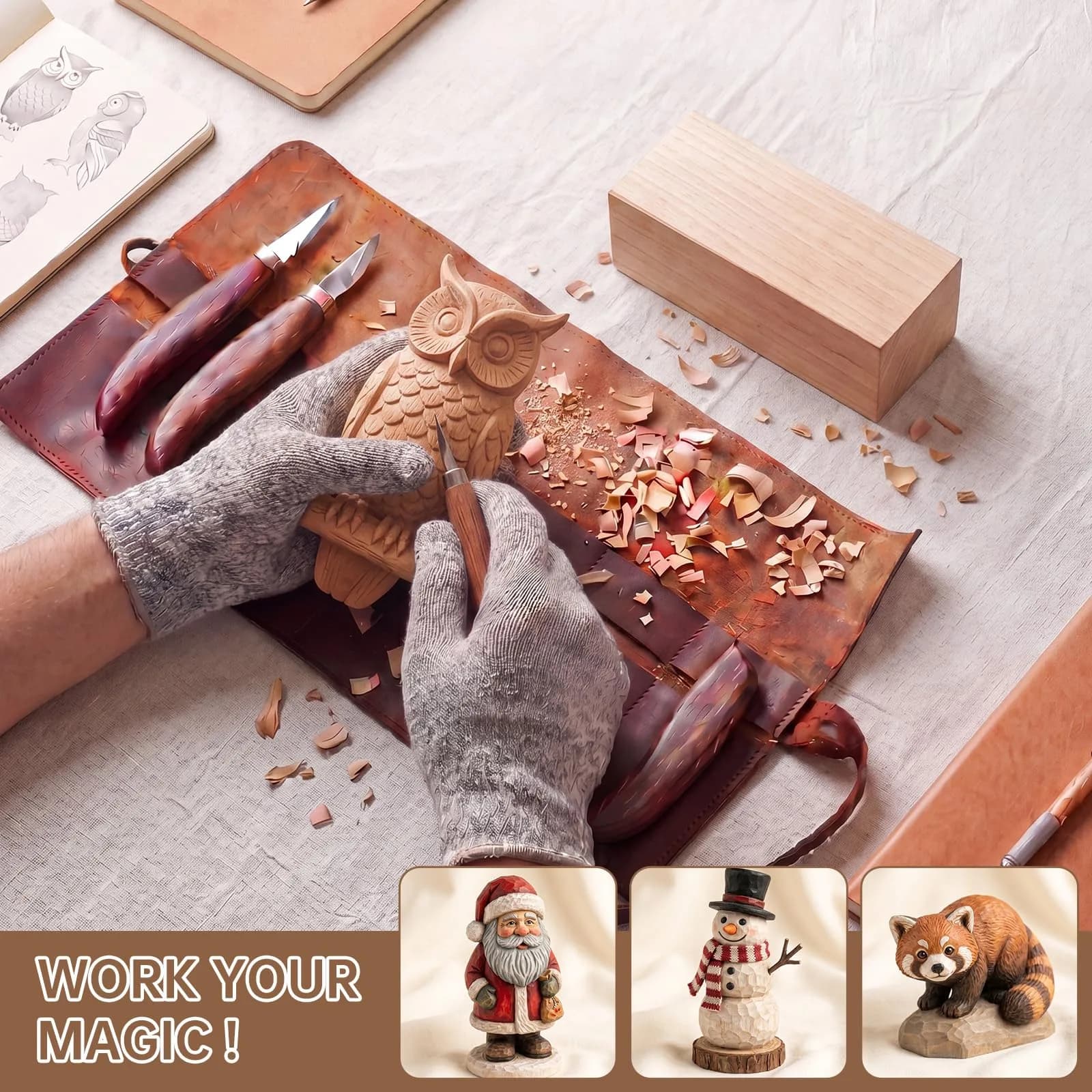 PONGJA Basswood Carving Blocks 15.24 x 7.62 x 7.62 cm (6 x 3 x 3 inches) | Soft Wood for Beginners & DIY Crafts - view 5