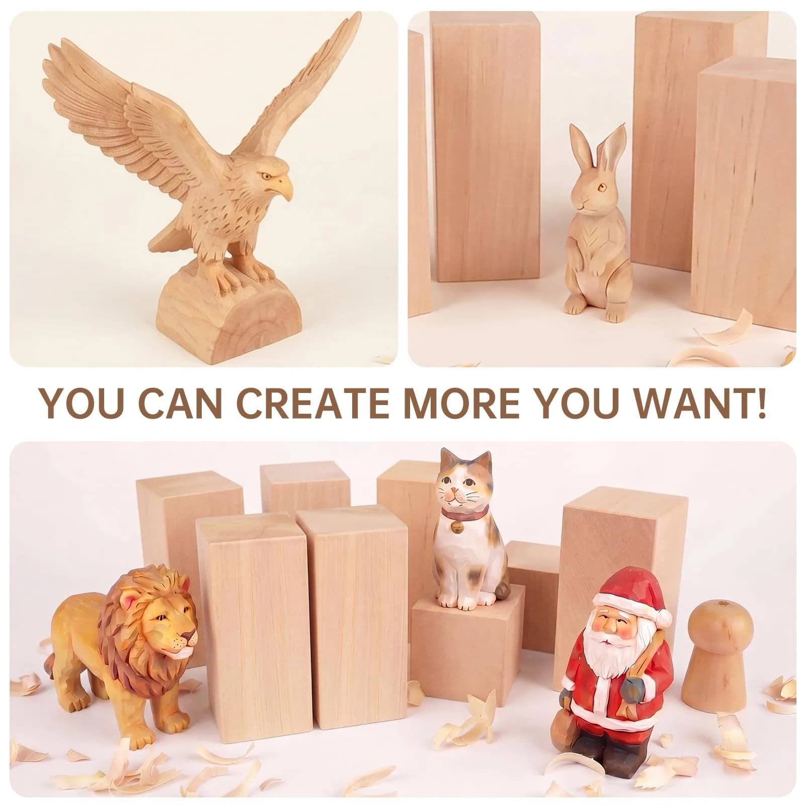 PONGJA Basswood Carving Blocks 15.24 x 7.62 x 7.62 cm (6 x 3 x 3 inches) | Soft Wood for Beginners & DIY Crafts - view 7