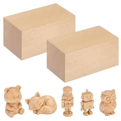 PONGJA Basswood Carving Blocks 15.24 x 7.62 x 7.62 cm (6 x 3 x 3 inches) | Soft Wood for Beginners & DIY Crafts thumbnail 1