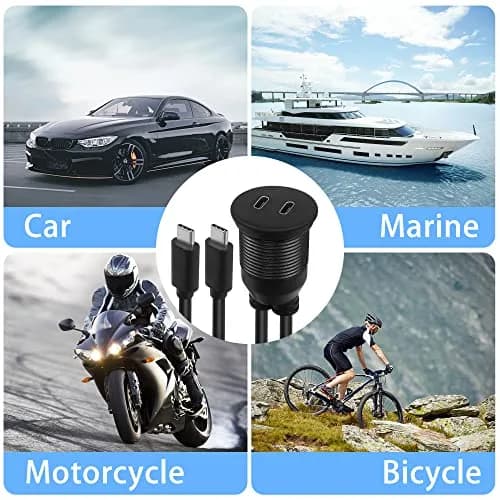 QIANRENON Dual USB C Threaded Flush Mount Waterproof Cable 1m (3.3ft) | 10Gbps Data & 4K Video Support thumbnail 6