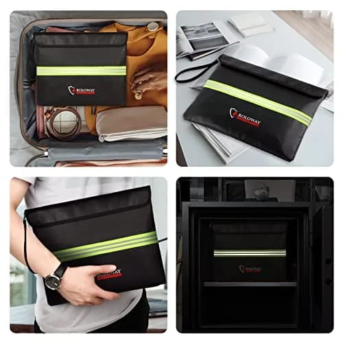 ROLOWAY Fireproof Document Bag (14 x 11 inch) with 5200℉ Aluminum Foil Layer | Fireproof & Water-Resistant thumbnail 6