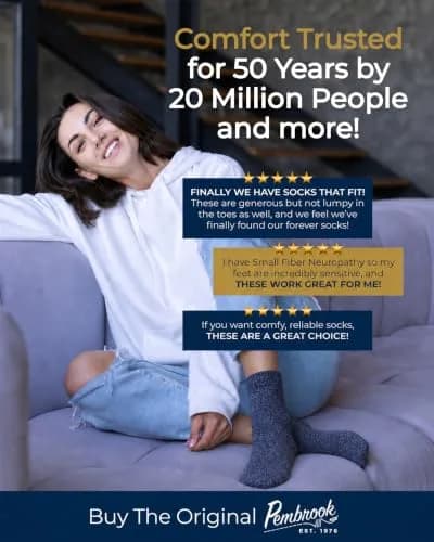 Pembrook Diabetic Socks for Men & Women - 6 Pairs Quarter Length, Medium | Unrestricted Foot Comfort & Breathable thumbnail 4