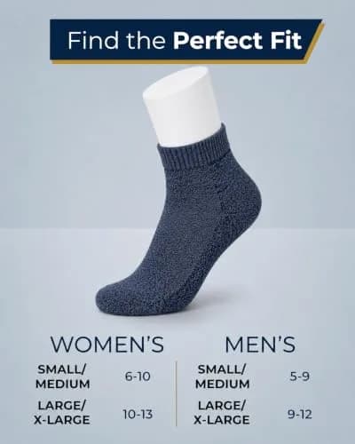 Pembrook Diabetic Socks for Men & Women - 6 Pairs Quarter Length, Medium | Unrestricted Foot Comfort & Breathable thumbnail 6