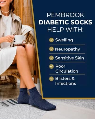 Pembrook Diabetic Socks for Men & Women - 6 Pairs Quarter Length, Medium | Unrestricted Foot Comfort & Breathable thumbnail 7