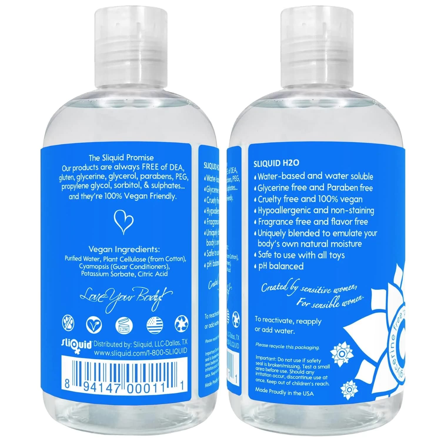 Sliquid H2O Water-Based Lube Gel - 510ml (17 Fl Oz) | Natural, Unscented, Condom & Toy Safe - view 2