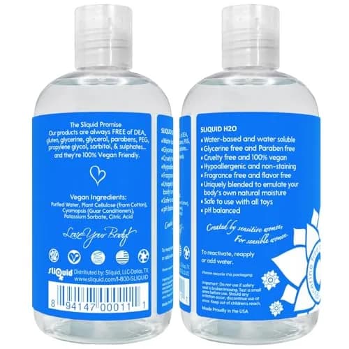 Sliquid H2O Water-Based Lube Gel - 510ml (17 Fl Oz) | Natural, Unscented, Condom & Toy Safe thumbnail 2