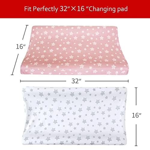 Moonsea Changing Pad Cover for Girls, Soft Unisex Diaper Change Table Sheets 4-Pack | Fits 32"x16" Contoured Pads thumbnail 4