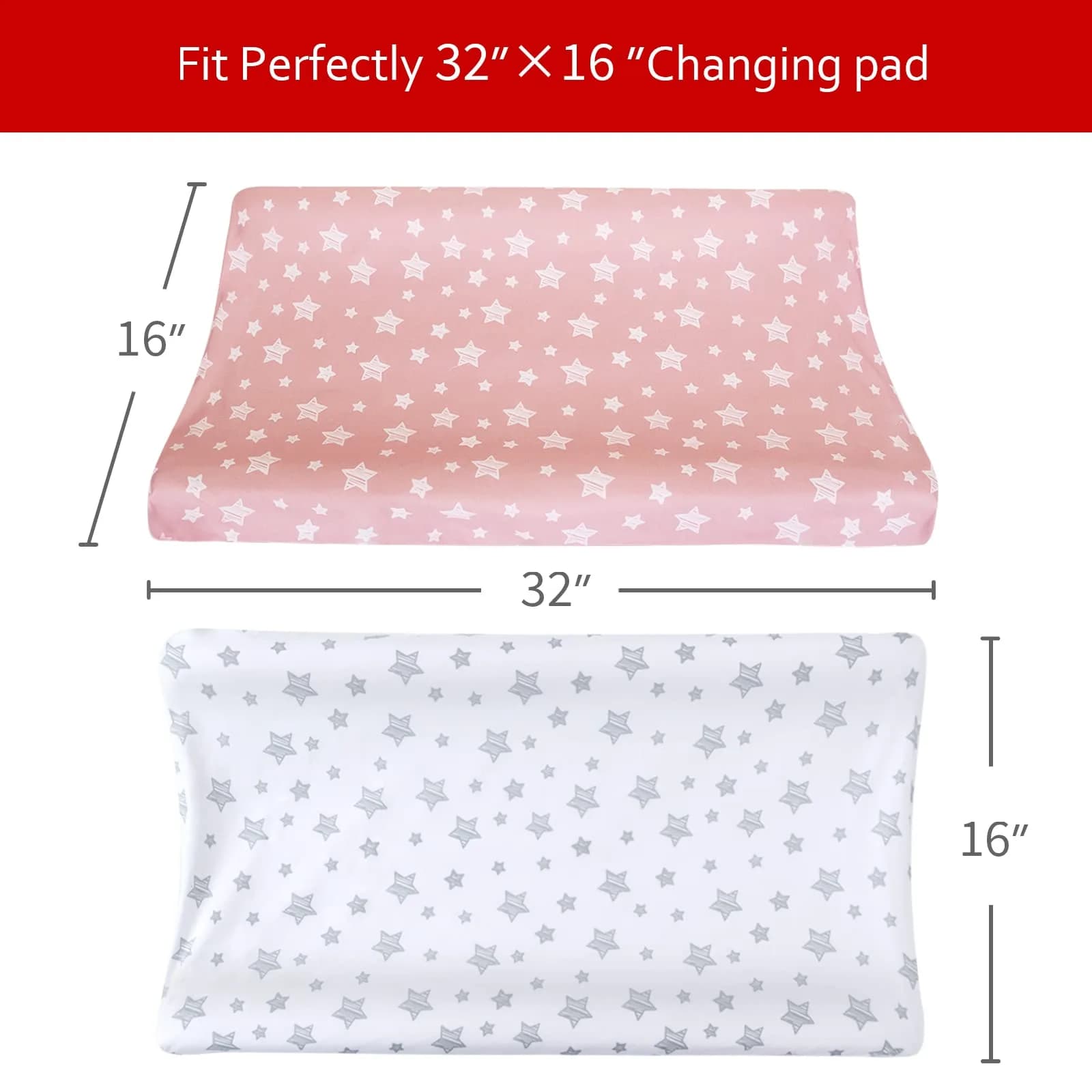 Moonsea Changing Pad Cover for Girls, Soft Unisex Diaper Change Table Sheets 4-Pack | Fits 32"x16" Contoured Pads - view 4