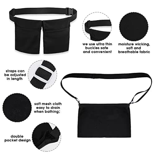 Thinp Mastectomy Drain Holder & Shower Bag Set | Adjustable Black Cloth for Post Surgery Recovery (2-Piece Set) thumbnail 3