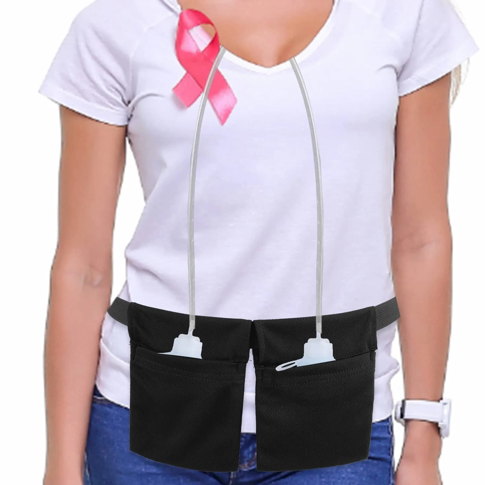 Thinp Mastectomy Drain Holder & Shower Bag Set | Adjustable Black Cloth for Post Surgery Recovery (2-Piece Set) - view 4