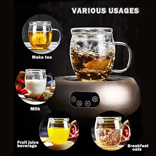 Bunhut Glass Tea Cup with Infuser and Lid | 17 oz Clear Borosilicate Mug for Hot & Cold Beverages thumbnail 7