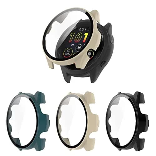 BabyValley Hard PC Case Compatible with Garmin Forerunner 265 Smartwatch 42mm (3-Pack, Green/Apricot/Black) | Full Screen Protection thumbnail 1