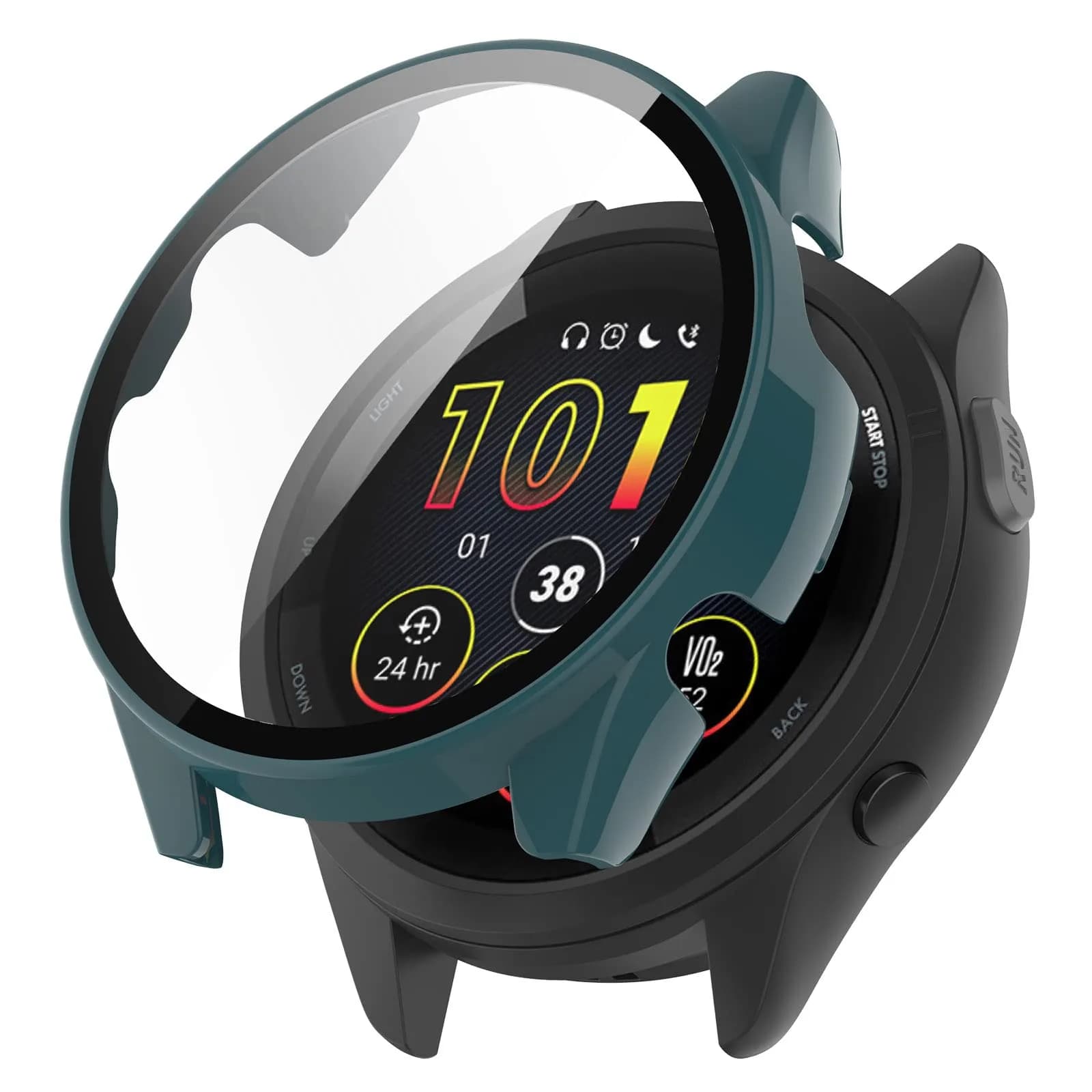 BabyValley Hard PC Case Compatible with Garmin Forerunner 265 Smartwatch 42mm (3-Pack, Green/Apricot/Black) | Full Screen Protection - view 8