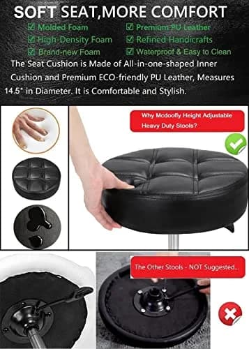 McDooFly Adjustable Heavy Duty Stool - Swivel Backless Chair for Salon & Office, 18-22 in thumbnail 5