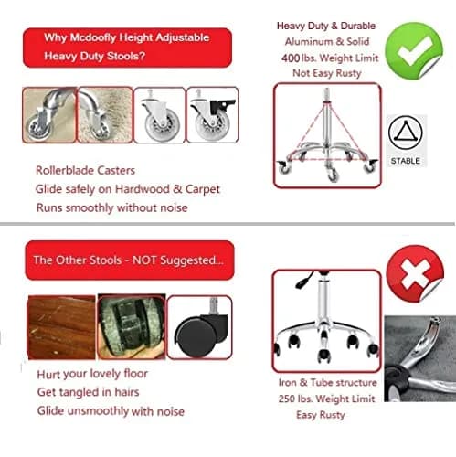 McDooFly Adjustable Heavy Duty Stool - Swivel Backless Chair for Salon & Office, 18-22 in thumbnail 6