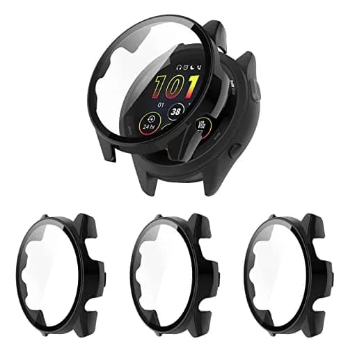 BabyValley Hard PC Case Compatible with Garmin Forerunner 265 Smartwatch Accessory (3-Pack, Black) thumbnail 1