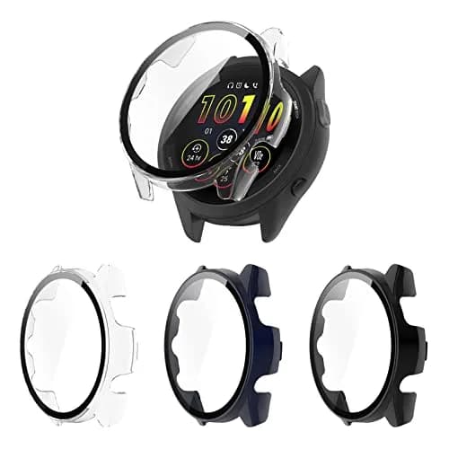 BabyValley Hard PC Case for Garmin Forerunner 265 Smartwatch | 3-Pack, Black/Blue/Clear thumbnail 1