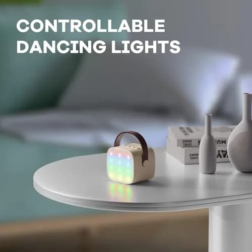 YLL Mini Karaoke Machine with 2 Wireless Microphones, Bluetooth Speaker for Kids & Adults (Cream) thumbnail 6