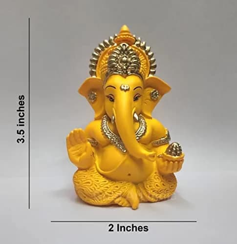 Gold Art India Mango Terracotta Ganesha Idol 8.9 cm (3.5 Inches) | Perfect for Car Dashboard & Home Decor thumbnail 4