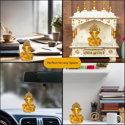 Gold Art India Mango Terracotta Ganesha Idol 8.9 cm (3.5 Inches) | Perfect for Car Dashboard & Home Decor thumbnail 8